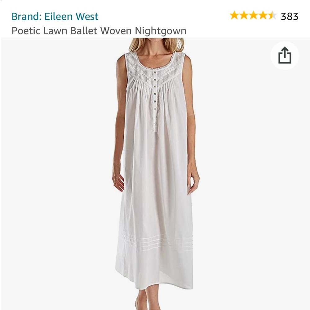 Eileen West 100% Cotton Woven Nightgown | Summer Sleepwear | Size Small, White